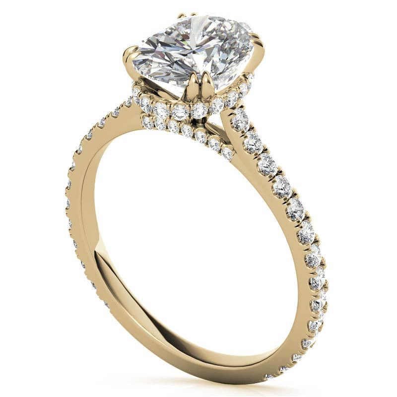 Oval Hidden Halo Moissanite Engagement Ring