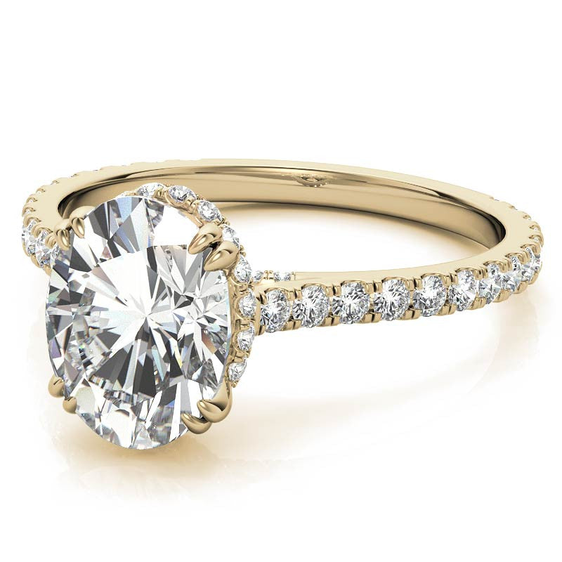 Oval Hidden Halo Moissanite Engagement Ring