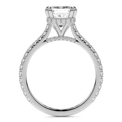 Emerald / Radiant Hidden Halo Moissanite Engagement Ring