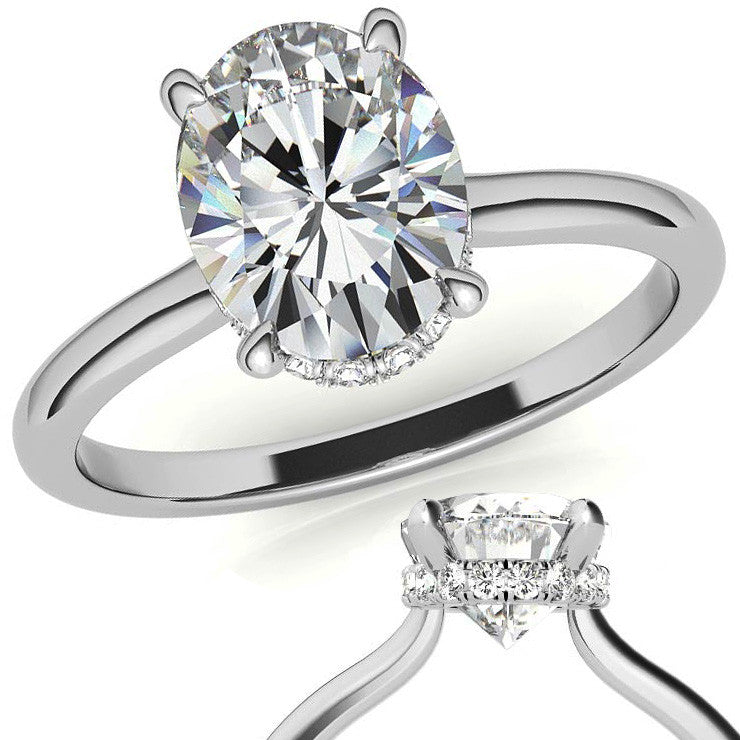 Oval Hidden Halo Moissanite Engagement Ring