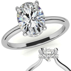 Oval Hidden Halo Moissanite Engagement Ring