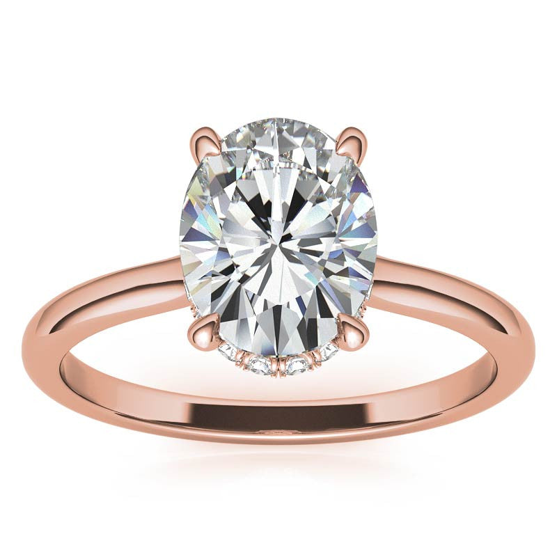 Oval Hidden Halo Moissanite Engagement Ring