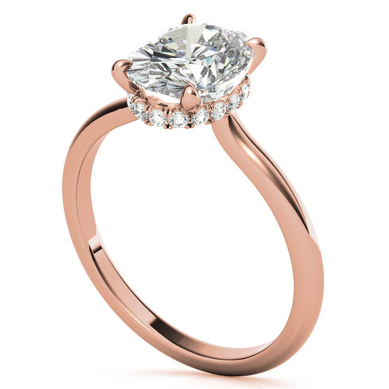 Oval Hidden Halo Moissanite Engagement Ring
