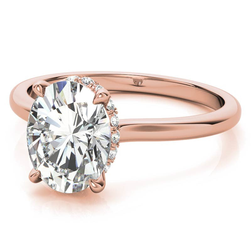 Oval Hidden Halo Moissanite Engagement Ring