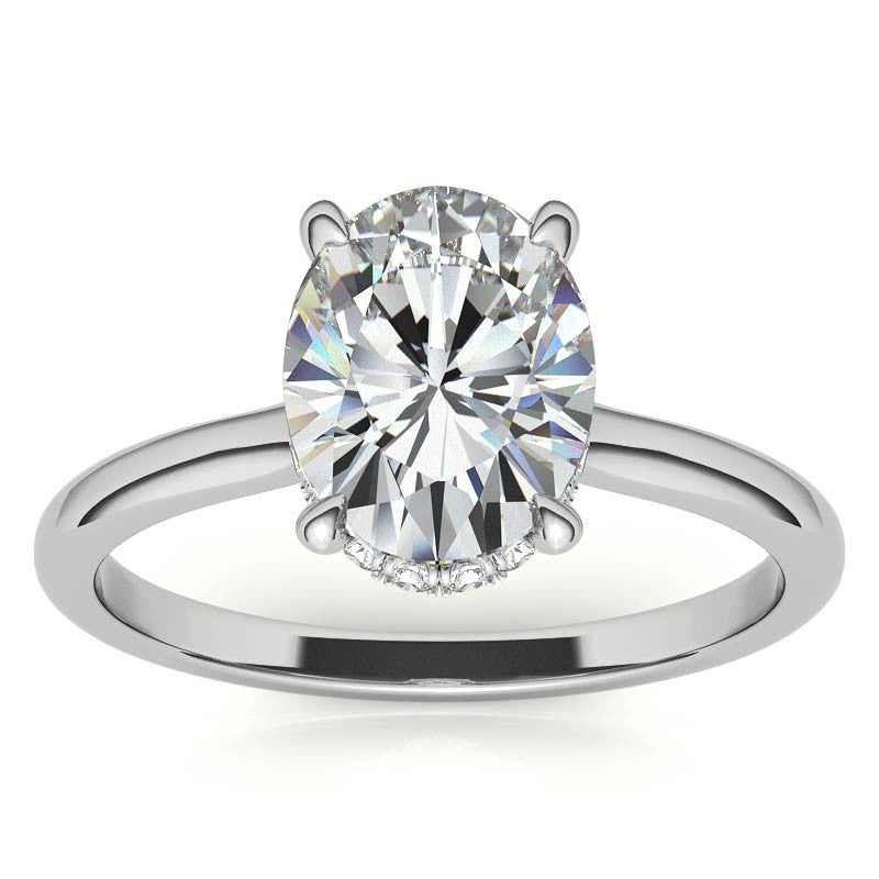 Oval Hidden Halo Moissanite Engagement Ring