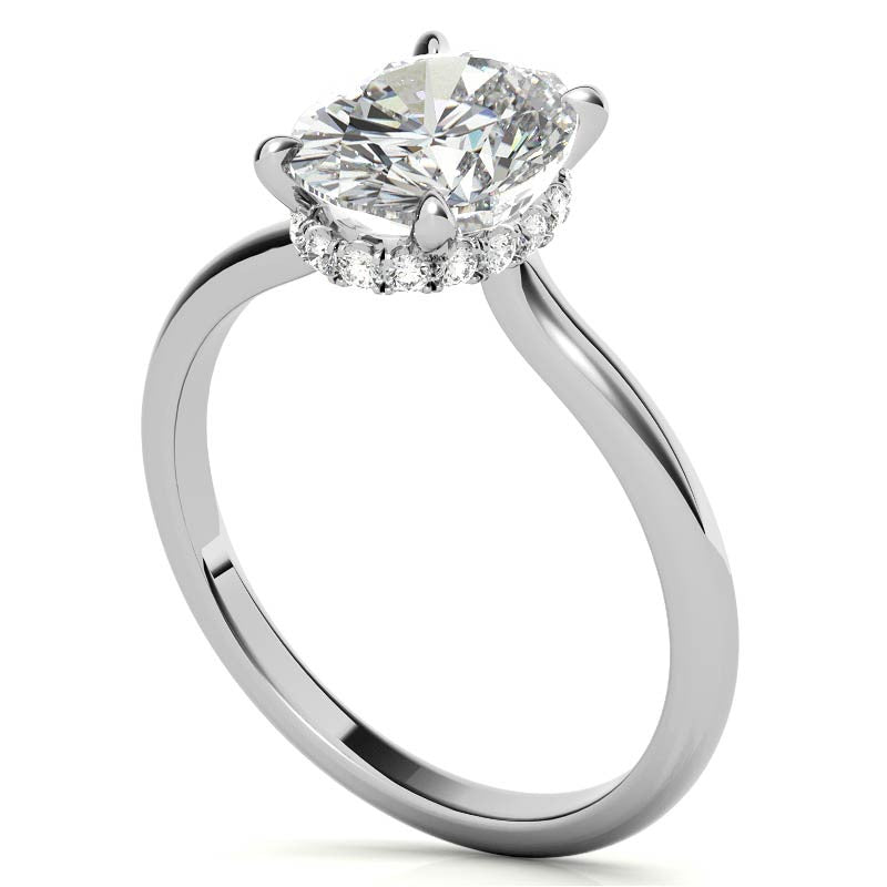 Oval Hidden Halo Moissanite Engagement Ring