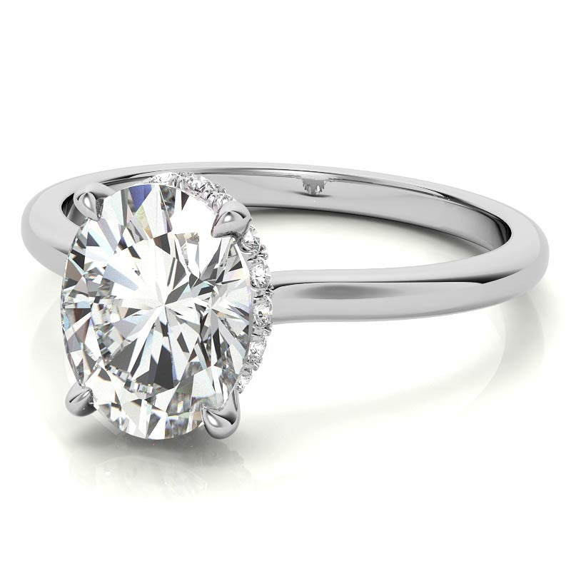 Oval Hidden Halo Moissanite Engagement Ring
