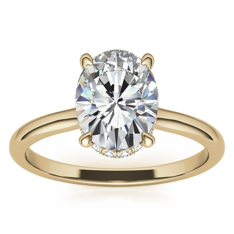 Oval Hidden Halo Moissanite Engagement Ring