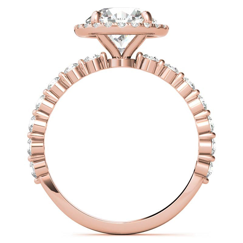 Round Halo Moissanite Single Prong Engagement Ring