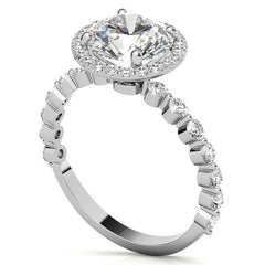 Round Halo Moissanite Single Prong Engagement Ring