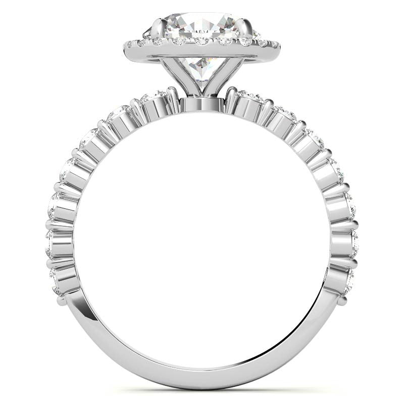 Round Halo Moissanite Single Prong Engagement Ring