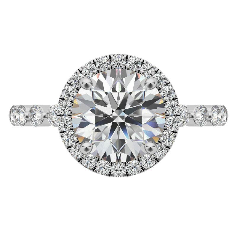 Round Halo Moissanite Single Prong Engagement Ring