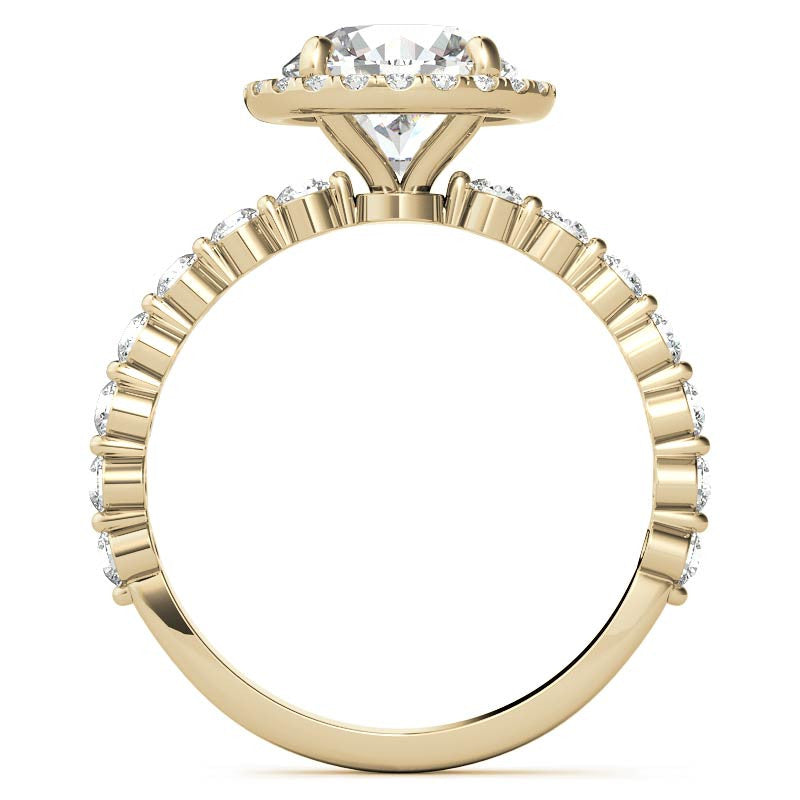 Round Halo Moissanite Single Prong Engagement Ring