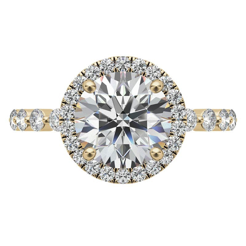Round Halo Moissanite Single Prong Engagement Ring