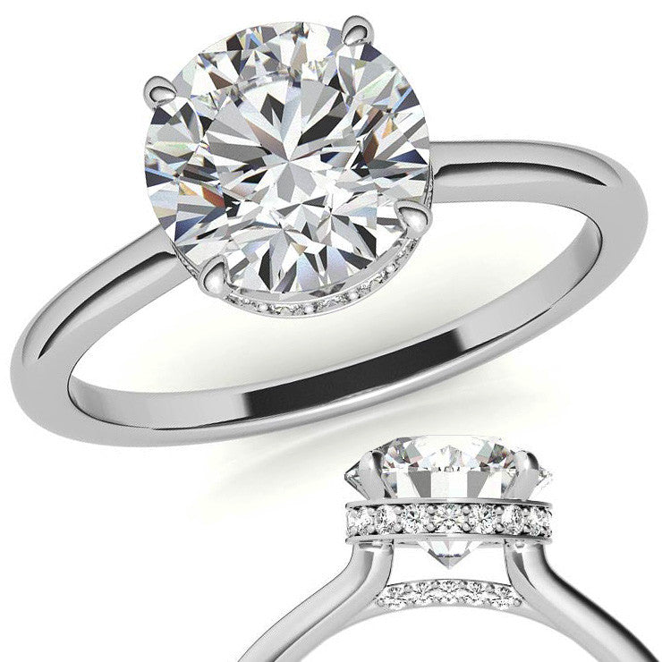 Round 4-Prong Hidden Halo Moissanite Engagement Ring