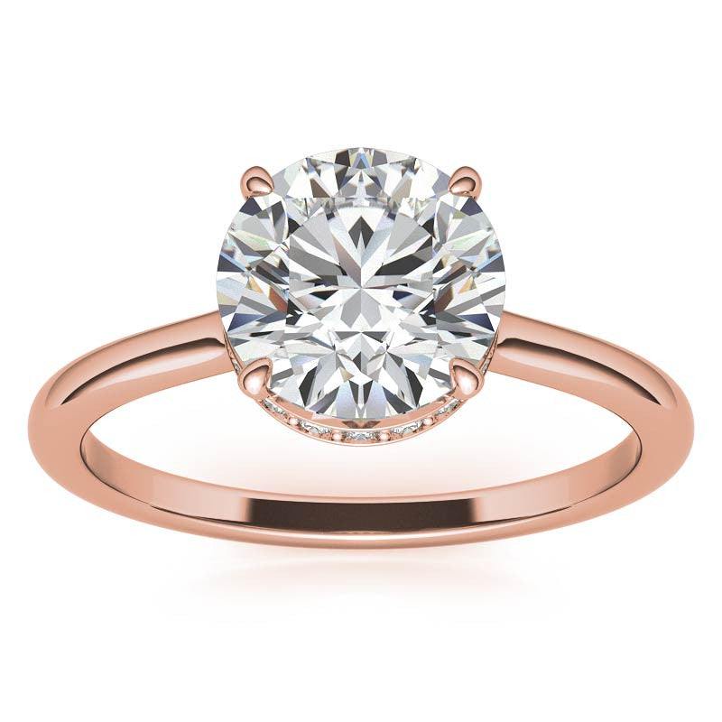 Round 4-Prong Hidden Halo Moissanite Engagement Ring