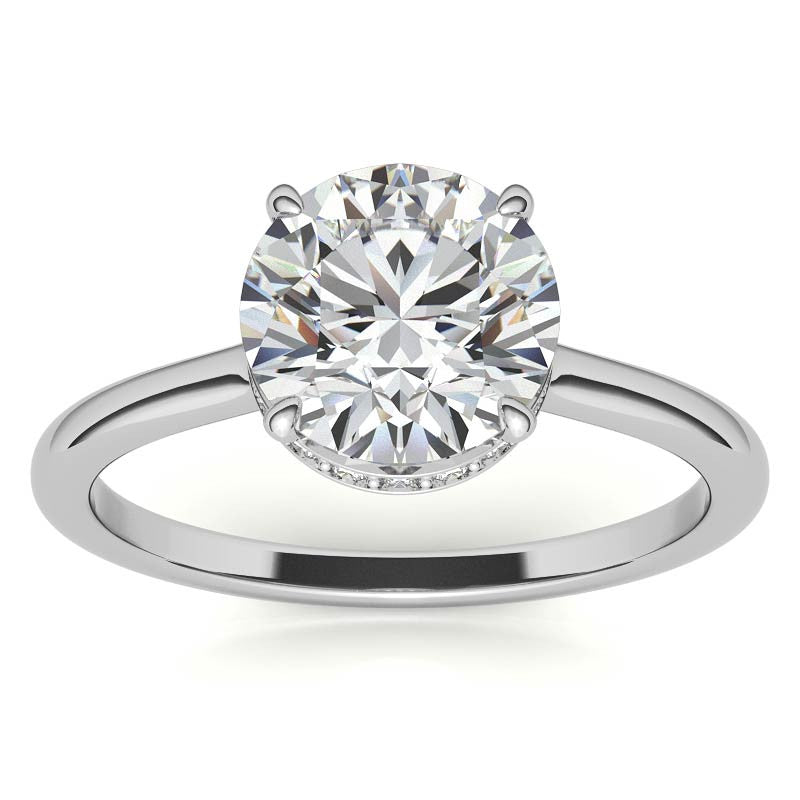 Round 4-Prong Hidden Halo Moissanite Engagement Ring