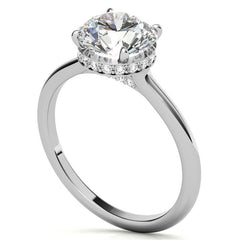 Round 4-Prong Hidden Halo Moissanite Engagement Ring