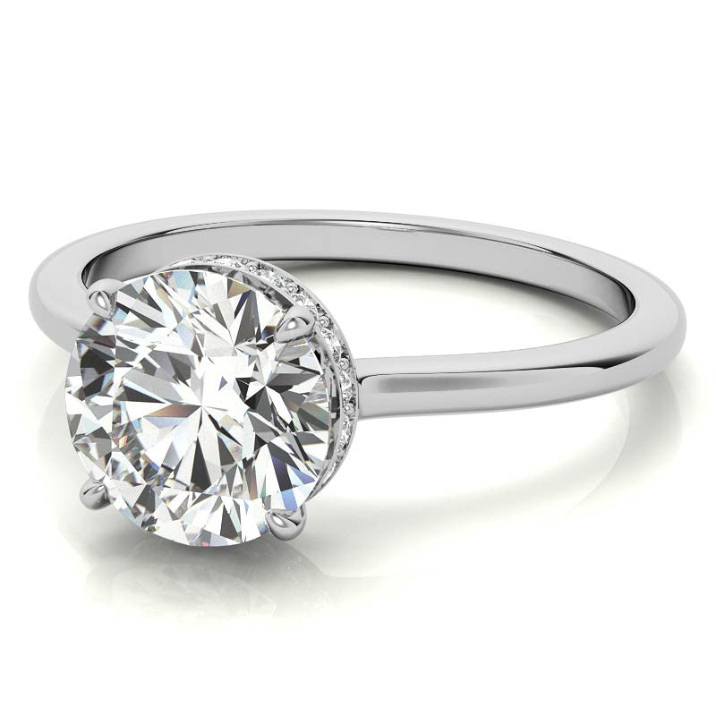 Round 4-Prong Hidden Halo Moissanite Engagement Ring