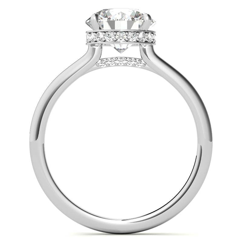 Round 4-Prong Hidden Halo Moissanite Engagement Ring