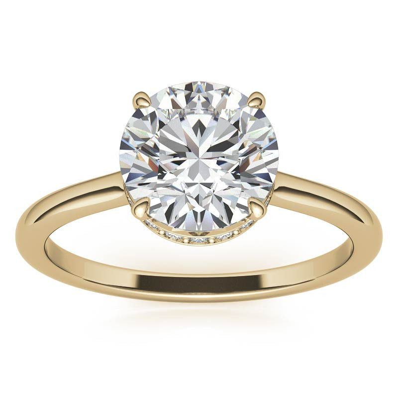 Round 4-Prong Hidden Halo Moissanite Engagement Ring