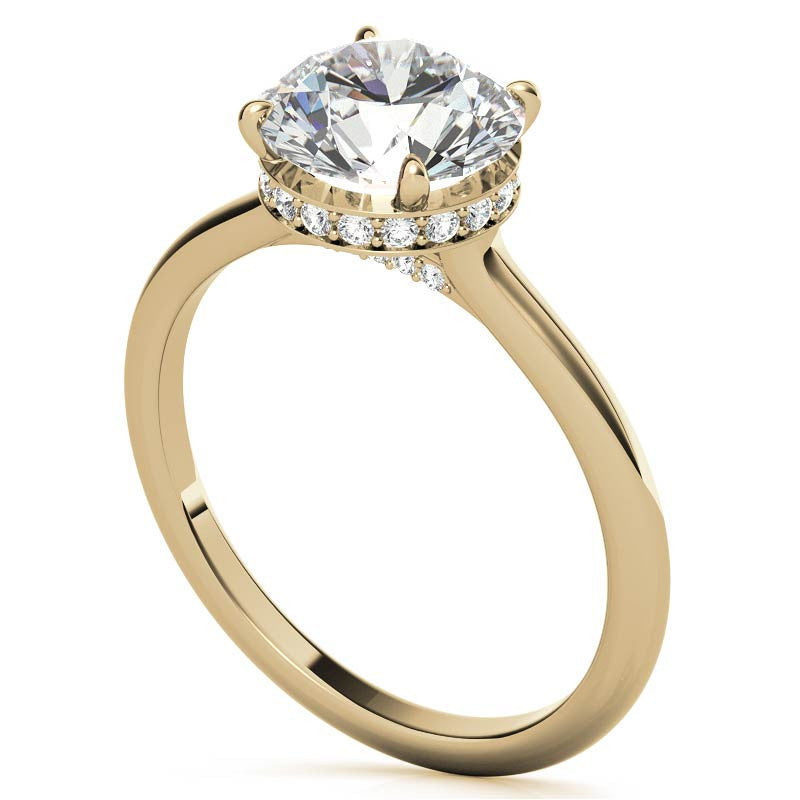 Round 4-Prong Hidden Halo Moissanite Engagement Ring