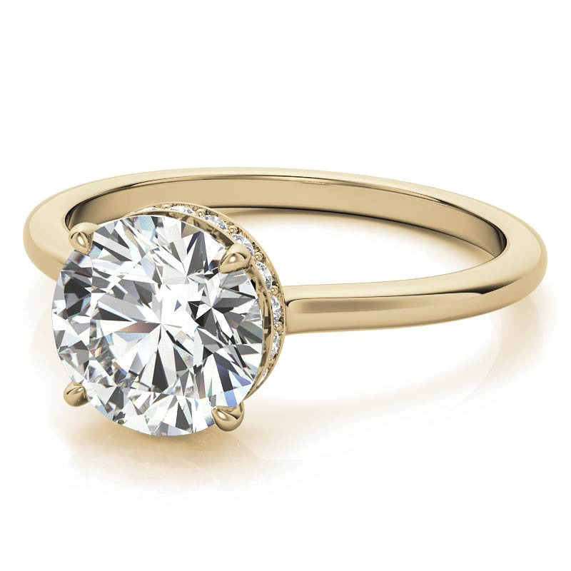 Round 4-Prong Hidden Halo Moissanite Engagement Ring