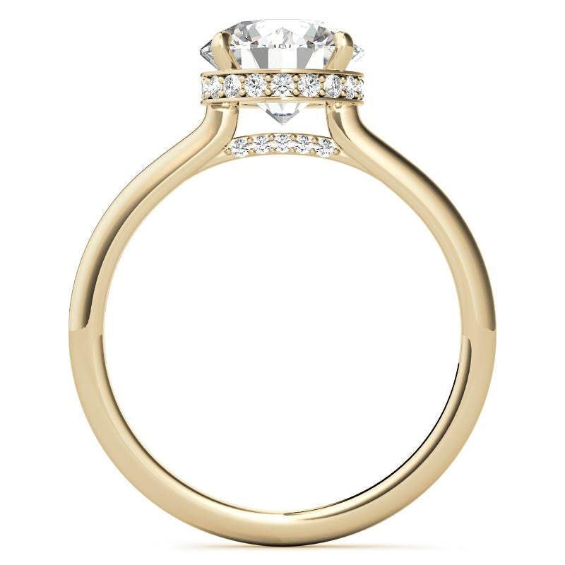 Round 4-Prong Hidden Halo Moissanite Engagement Ring
