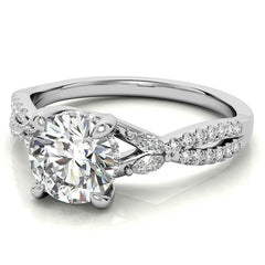 Round and Marquise Accented Trellis Split Shank Moissanite Engagement Ring