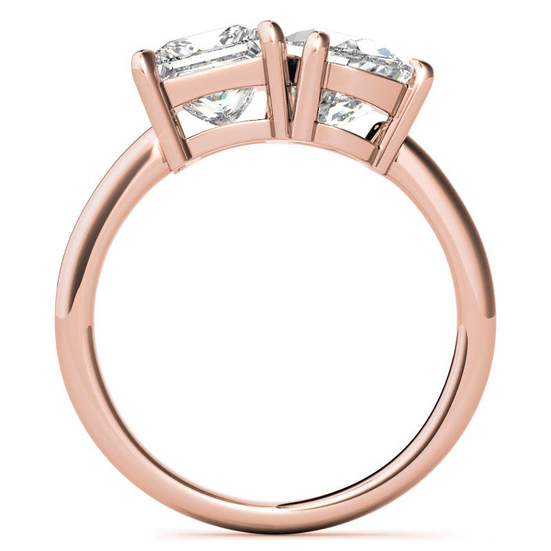 Unique Pear and Princess 2-Stone Moissanite Engagement Ring
