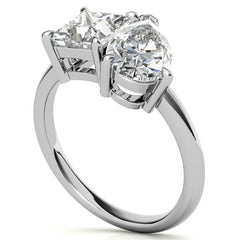 Unique Pear and Princess 2-Stone Moissanite Engagement Ring