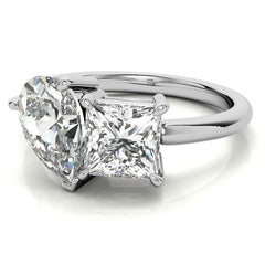 Unique Pear and Princess 2-Stone Moissanite Engagement Ring