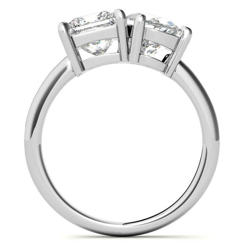 Unique Pear and Princess 2-Stone Moissanite Engagement Ring