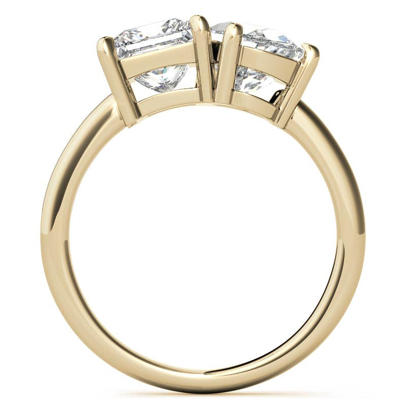 Unique Pear and Princess 2-Stone Moissanite Engagement Ring
