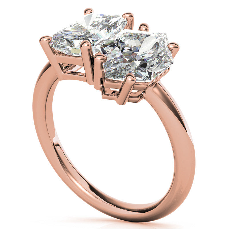 Unique Duchess Marquise and Emerald 2-Stone Moissanite Engagement
