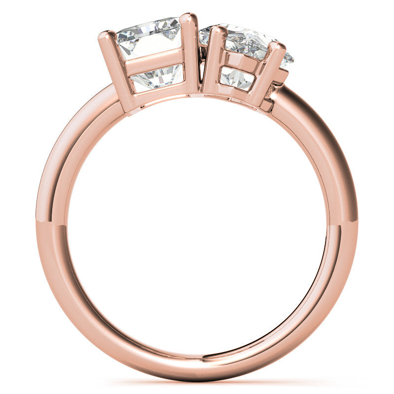 Unique Duchess Marquise and Emerald 2-Stone Moissanite Engagement