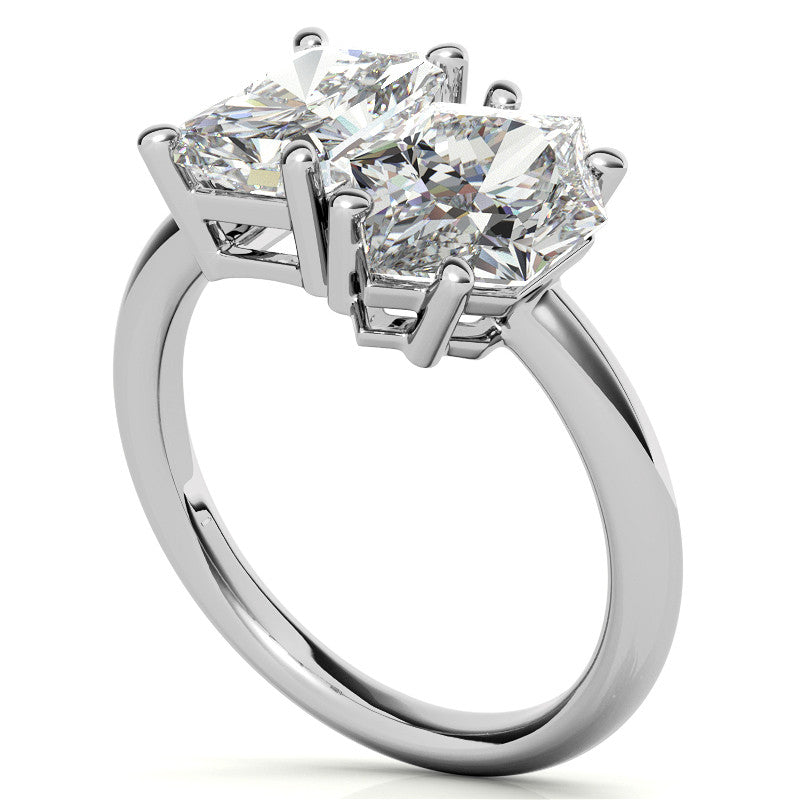 Unique Duchess Marquise and Emerald 2-Stone Moissanite Engagement
