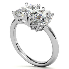 Unique Duchess Marquise and Emerald 2-Stone Moissanite Engagement