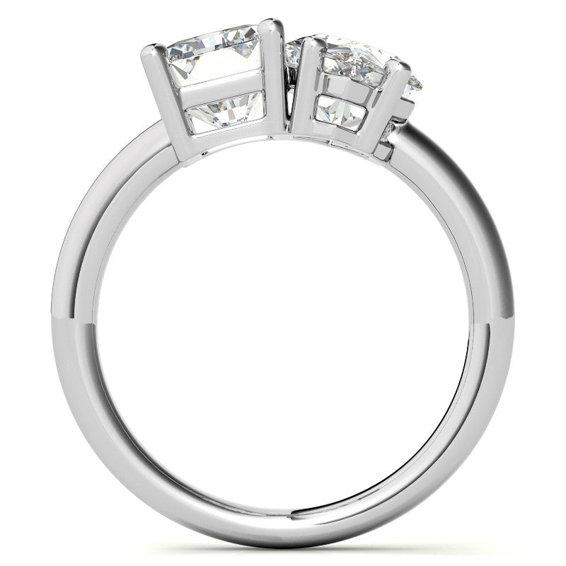 Unique Duchess Marquise and Emerald 2-Stone Moissanite Engagement