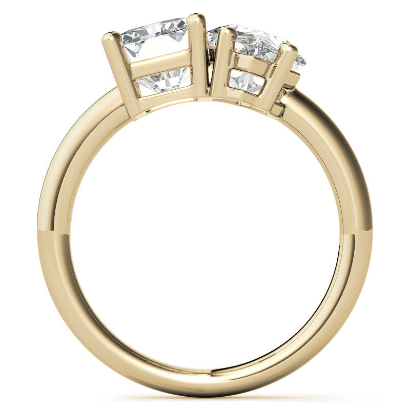 Unique Duchess Marquise and Emerald 2-Stone Moissanite Engagement