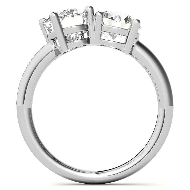 Unique Round and Oval 2-Stone Moissanite Engagement Ring