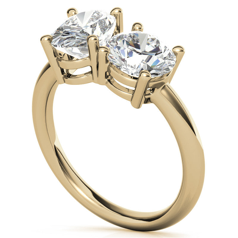 Unique Round and Oval 2-Stone Moissanite Engagement Ring