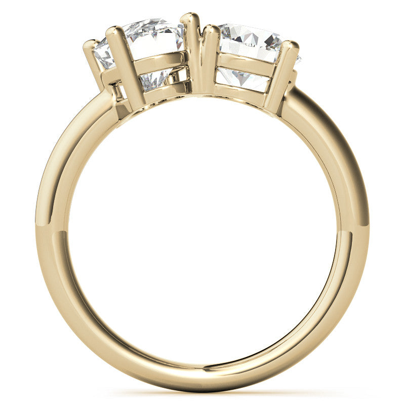 Unique Round and Oval 2-Stone Moissanite Engagement Ring