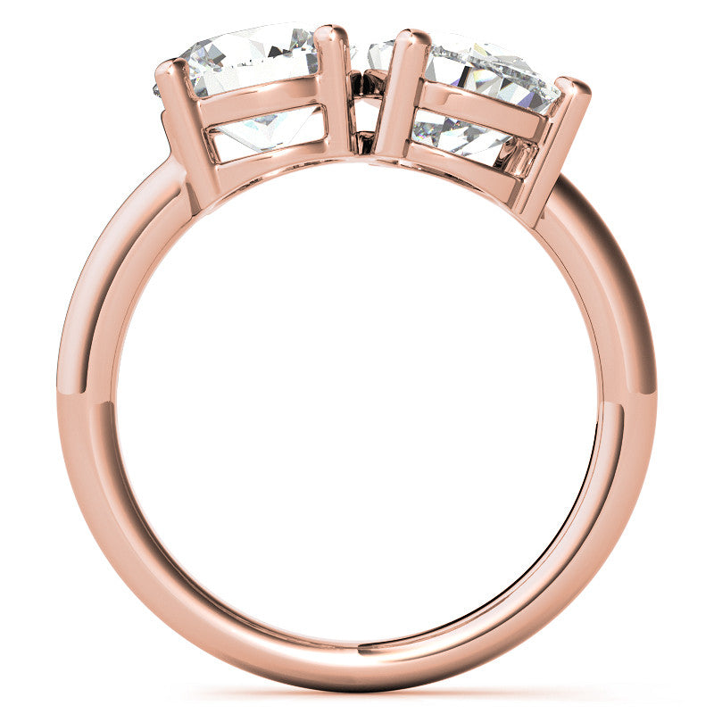 Unique Round and Pear 2-Stone Moissanite Engagement Ring