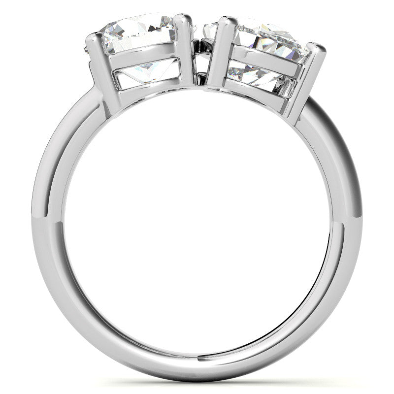 Unique Round and Pear 2-Stone Moissanite Engagement Ring