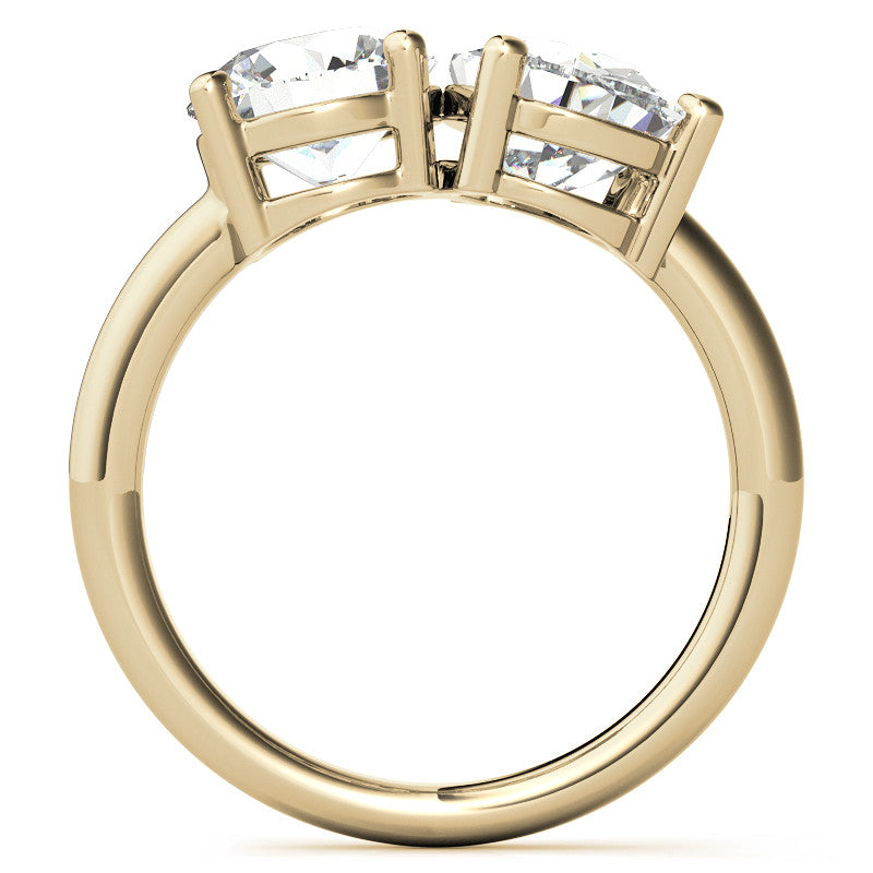 Unique Round and Pear 2-Stone Moissanite Engagement Ring