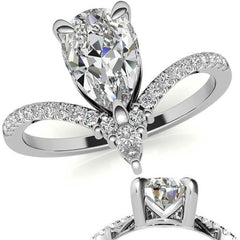 Chevron Shaped Pear Moissanite Engagement Ring