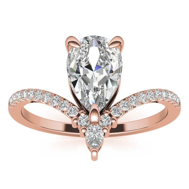 Chevron Shaped Pear Moissanite Engagement Ring