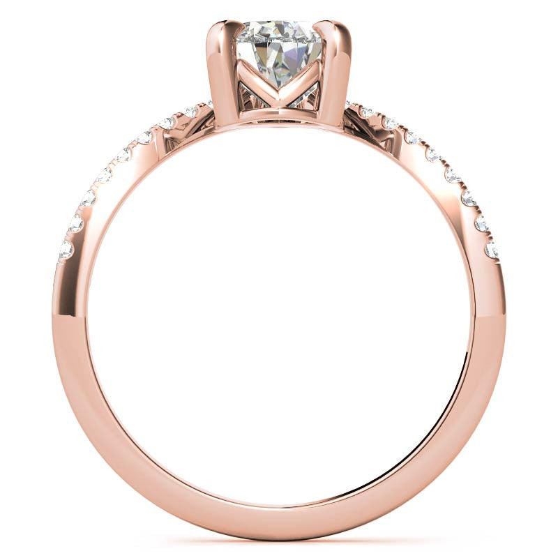 Chevron Shaped Pear Moissanite Engagement Ring