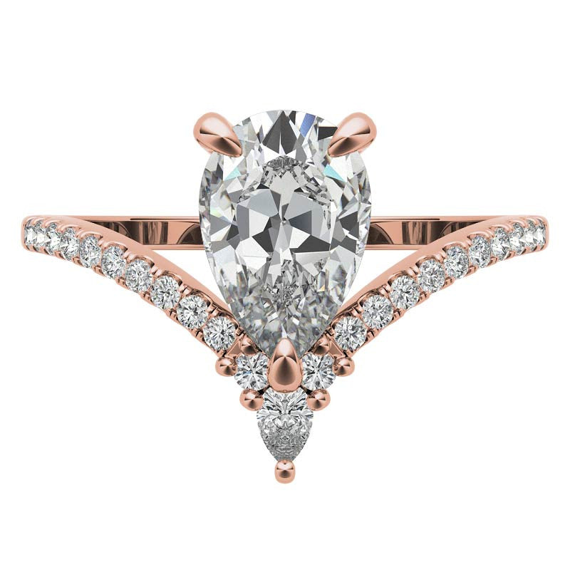 Chevron Shaped Pear Moissanite Engagement Ring